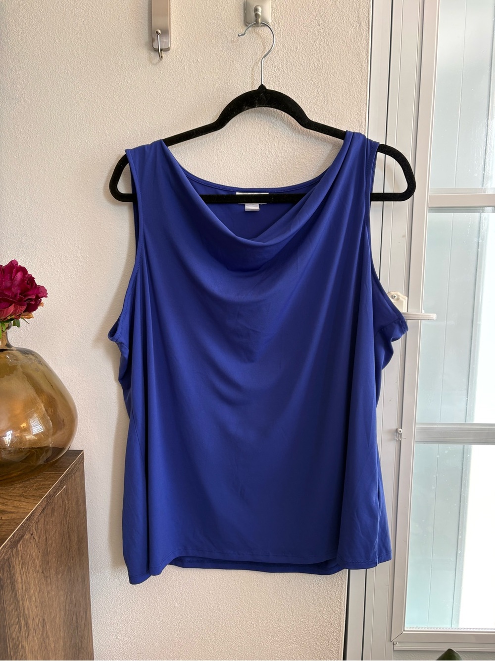 Jaclyn Smith Sleeveless Cowl Neck Tank Top XXL Royal Blue